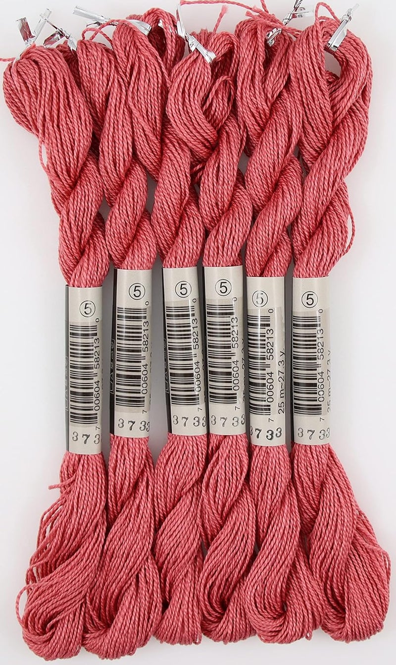 KCS 25 M/Skein Mercerized Pearl Cotton Crochet Needlepoint Thread,Size 5,6 skeins,Dusty Rose - Image 3